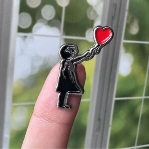 Banksy Art Girl Balloon Heart Enamel Pin/ Brooch Lapel